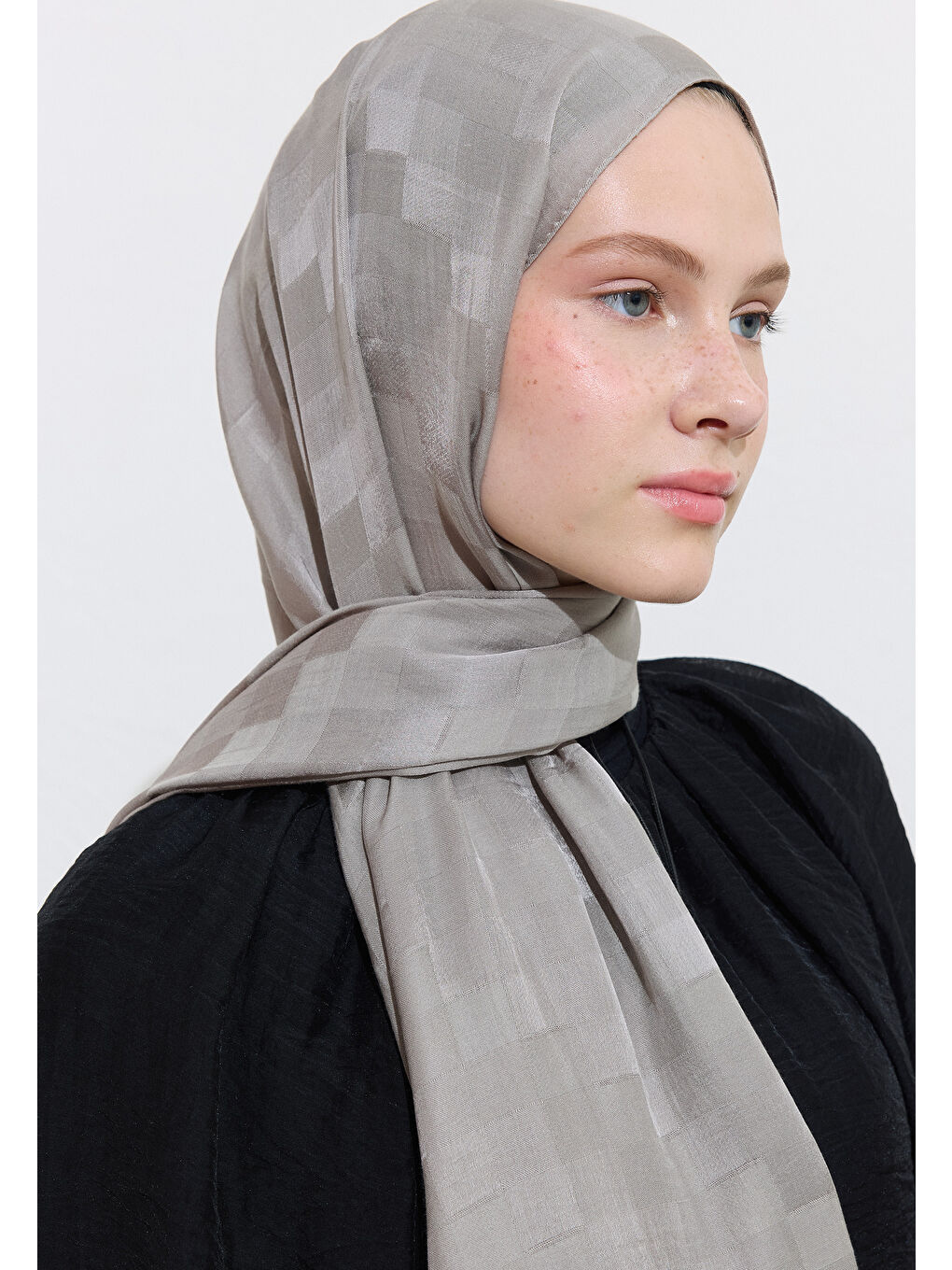 Nori İpek Jakar Şal Sıcak Gri-3