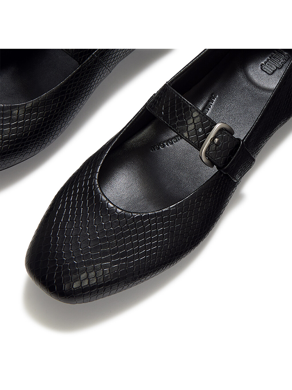 Siyah Kadın Babet AAF-090 DELICATO Snake Mary Janes All Black-4