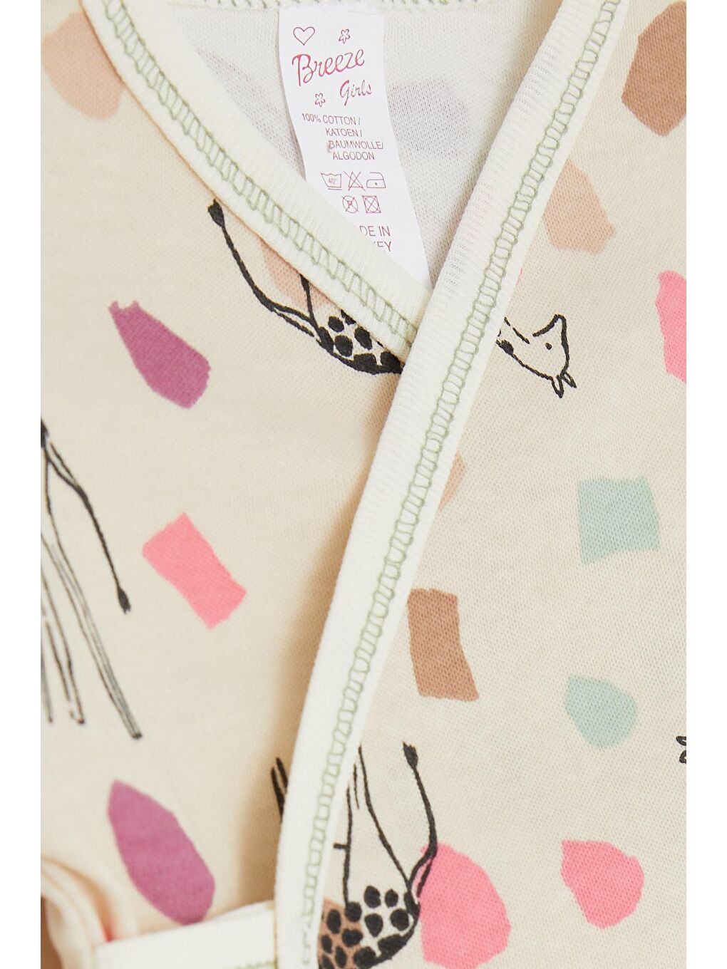 Kız Bebek Hastane Çıkışı 3 Lü Zürafa Desenli Bej (4 Ay)-4