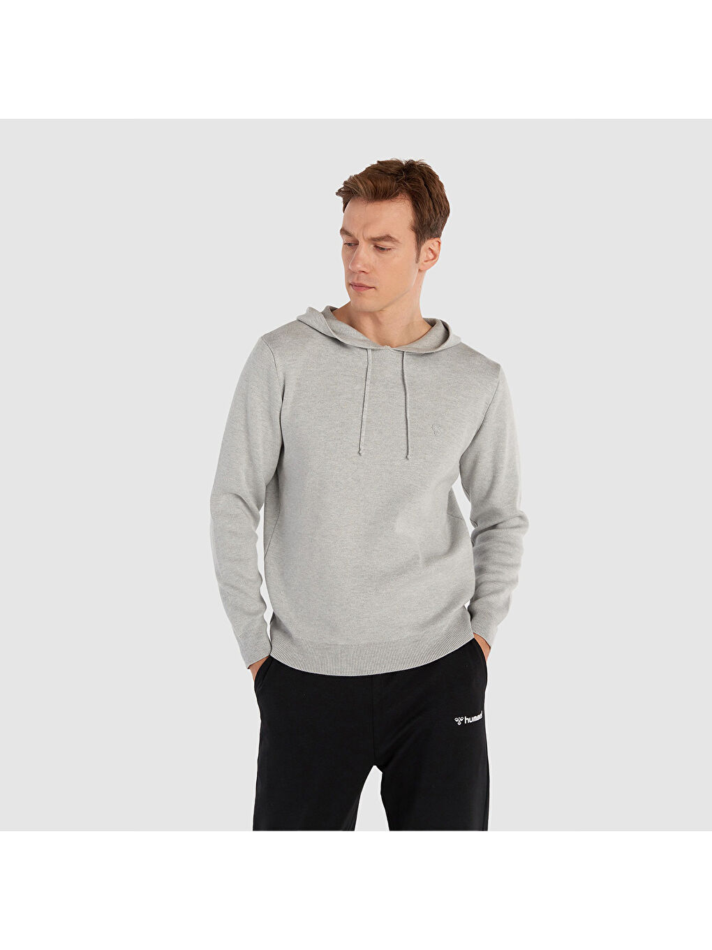 Hummel Lenz Knit Erkek Gri Kapüşonlu Sweatshirt