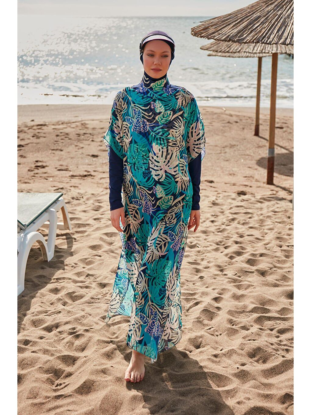 Marina Karışık Çiçekli Renkli Pareo Kaftan P2418 - 2