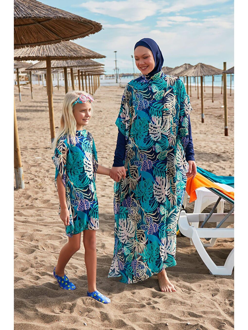 Marina Karışık Çiçekli Renkli Pareo Kaftan P2418 - 4