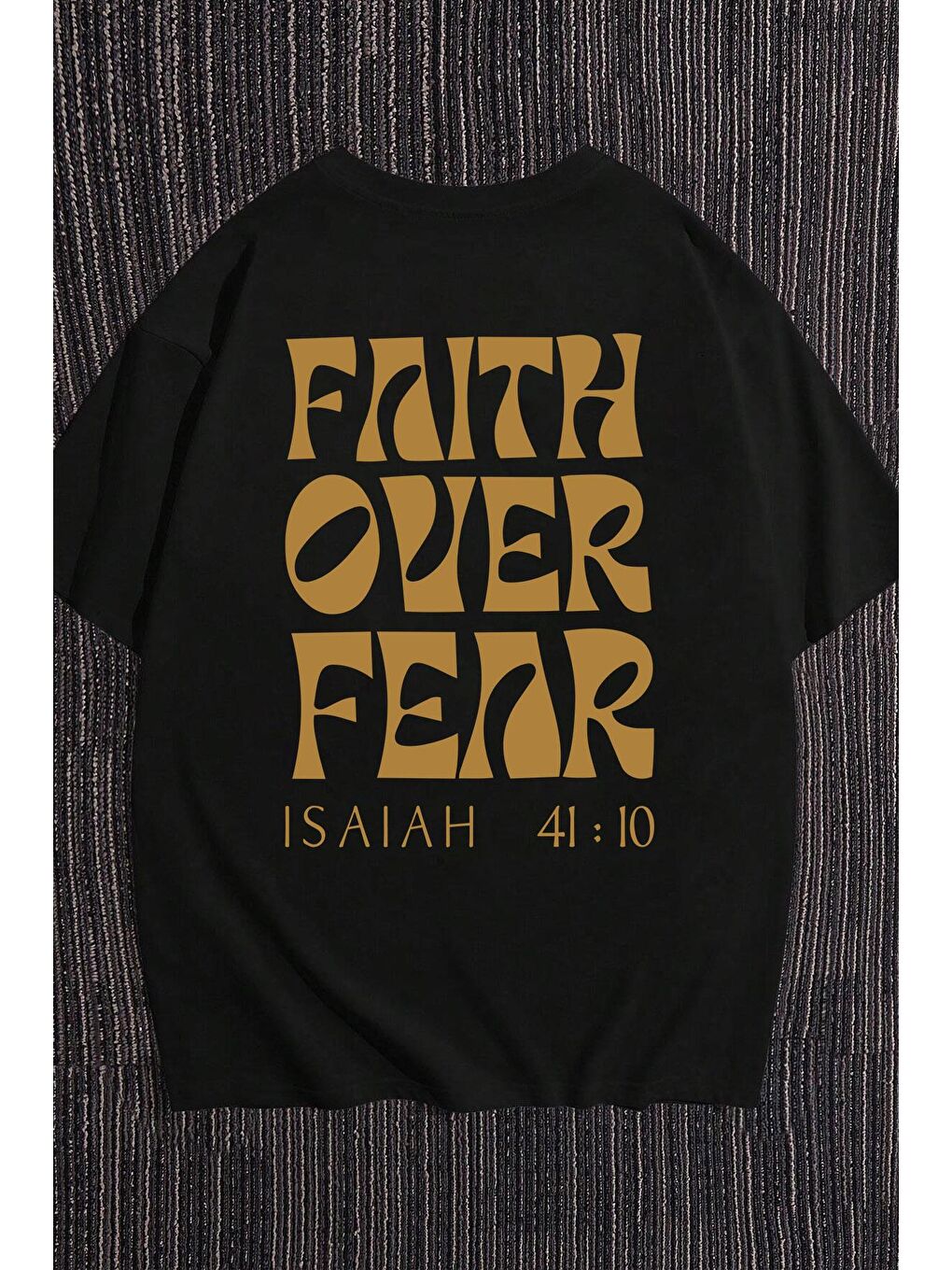 uyguntarz Siyah Erkek Fear Baskılı Oversize Tshirt