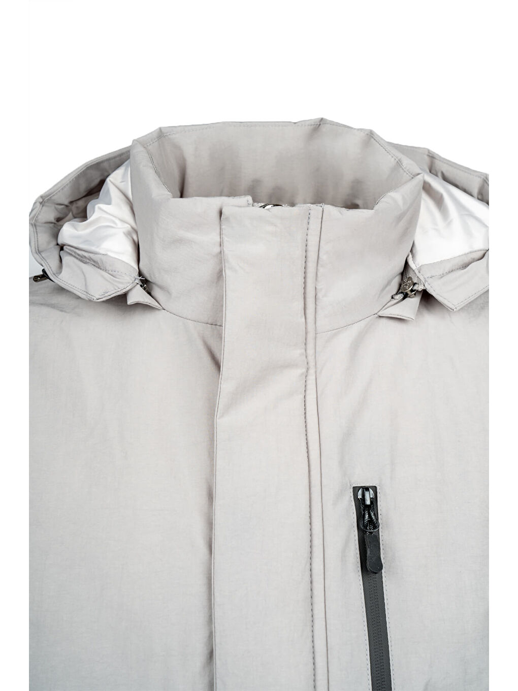 Gri Regular Fit Hakim Yaka Kapüşonlu Kaban-2