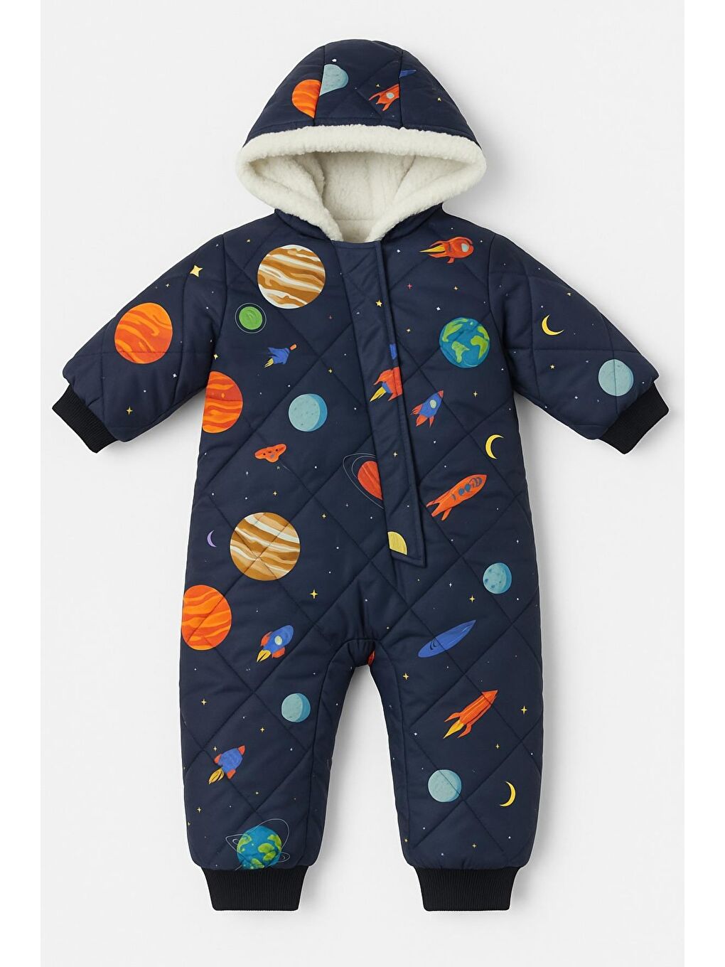 Lacivert Bebek Astronot Tulum – Kapüşonlu Ve Kürklü