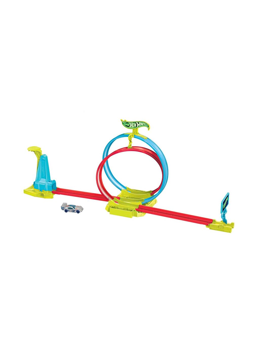 Hot Wheels Beyaz-Renklibaskı Neon Yarışlar Çifte Çemberde Yarış Seti