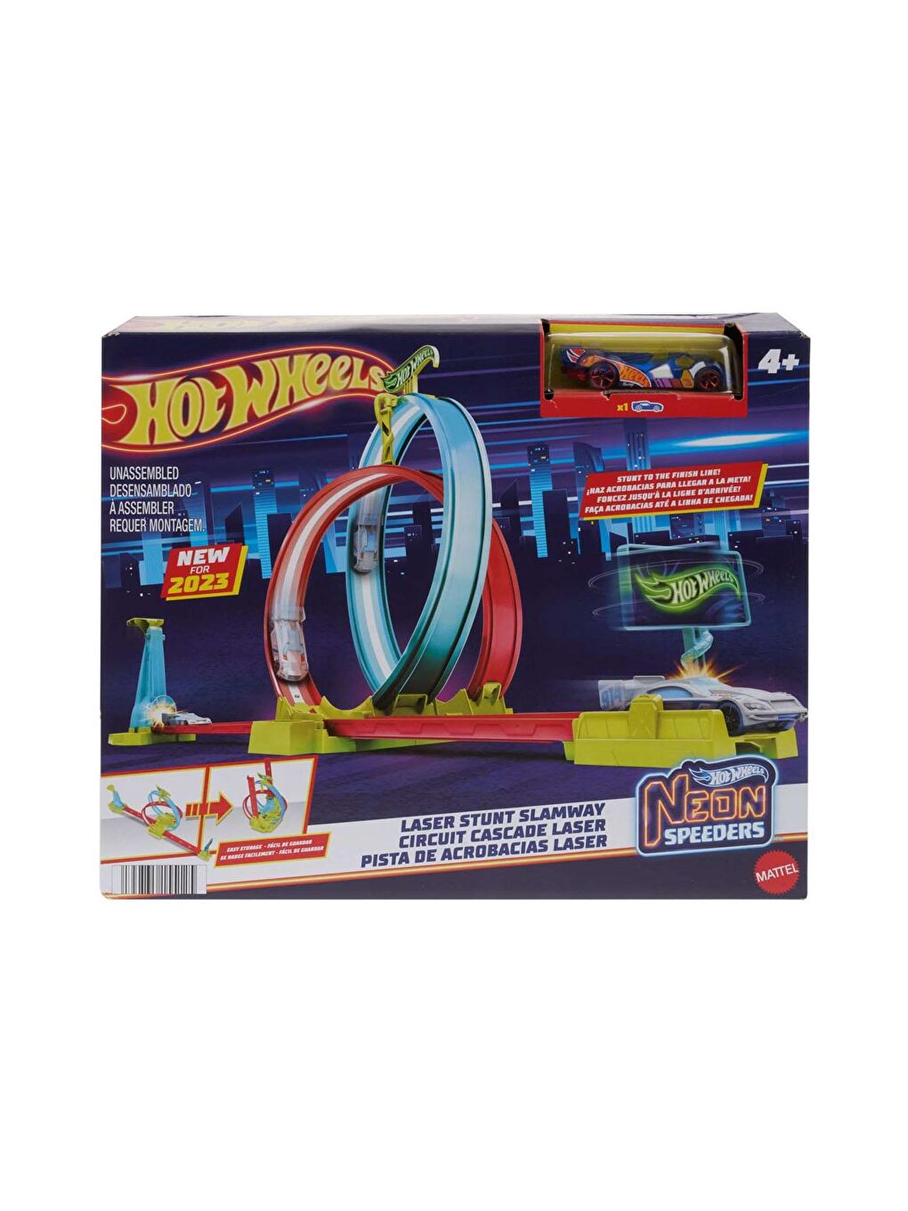 Hot Wheels Beyaz-Renklibaskı Neon Yarışlar Çifte Çemberde Yarış Seti - 3