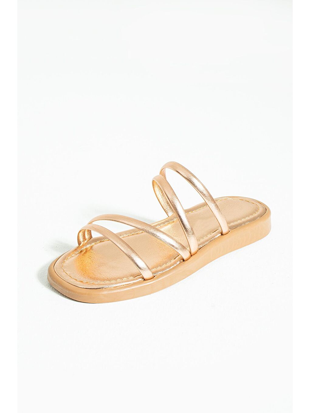 Pembe Özel Tasarım Bantlı Rahat Taban Kadın Terlik 020-7515-23-5