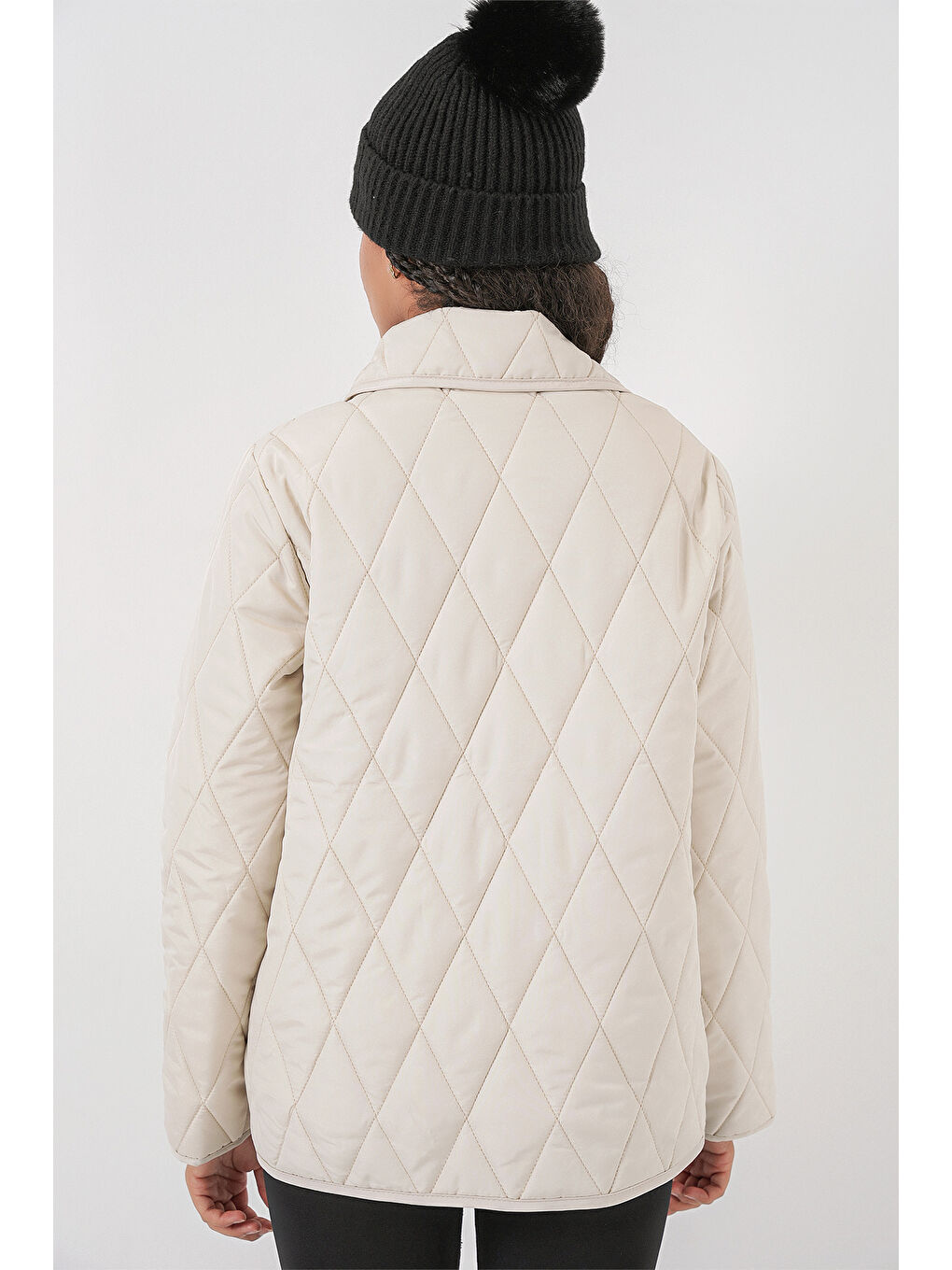 Kadın Kapitone Oversize Mont 5226 - Ekru-6