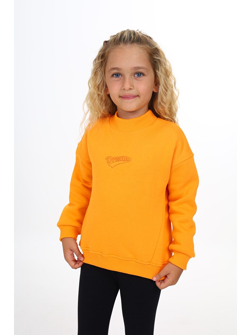 Turuncu Kız Çocuk Nakışlı Sweatshirt-2