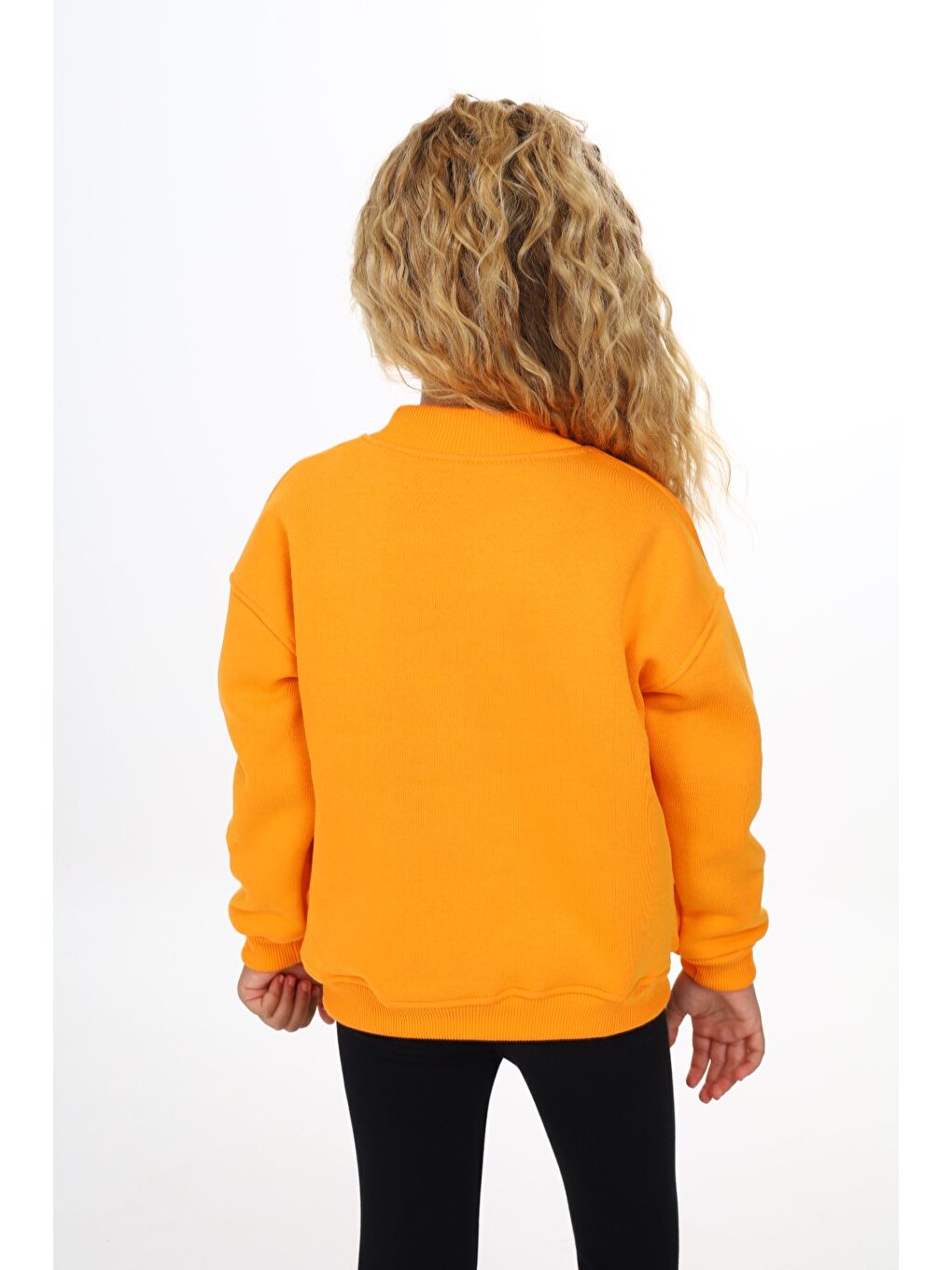 Turuncu Kız Çocuk Nakışlı Sweatshirt-4
