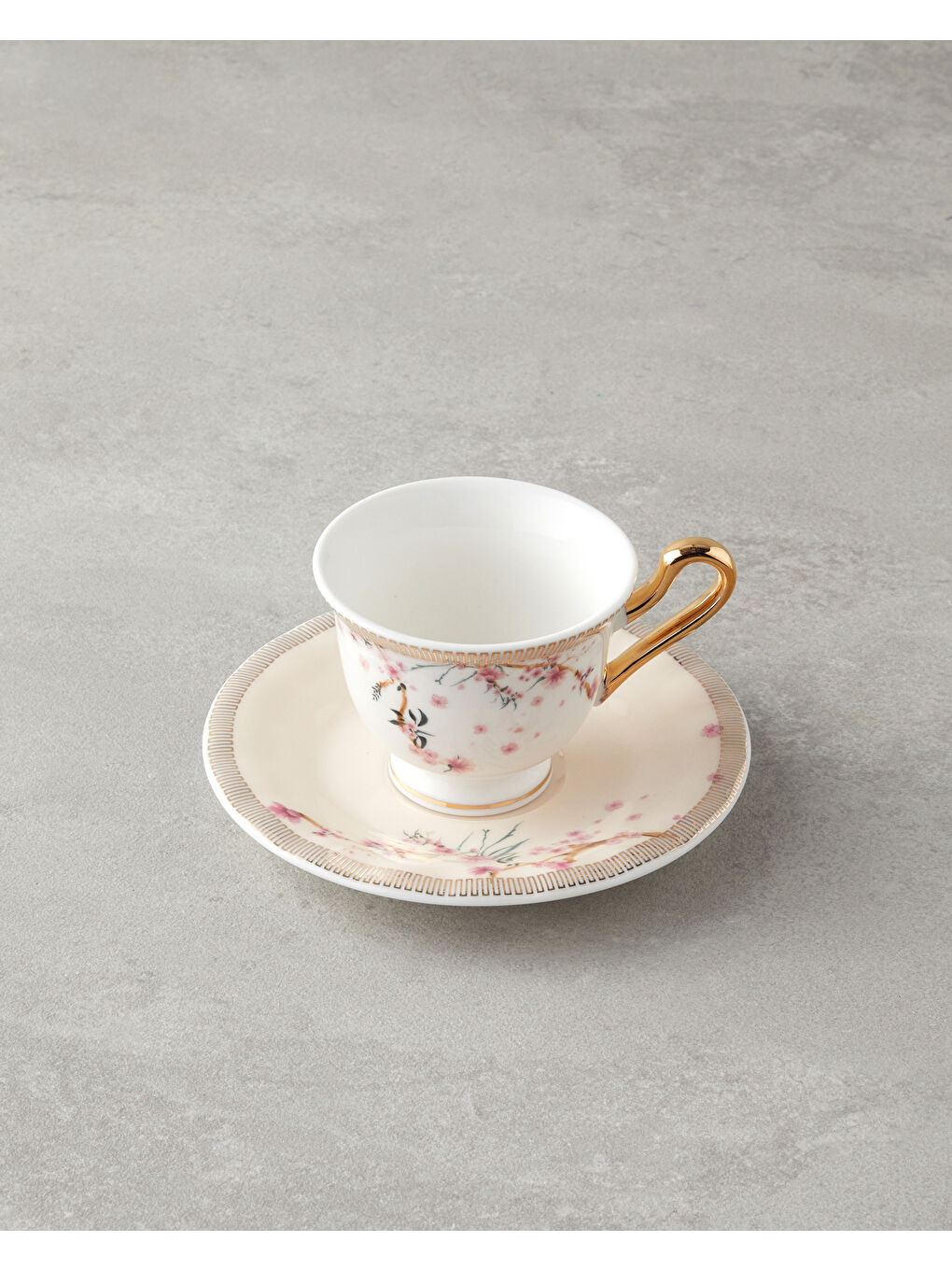 Sakura Dream New Bone China 4 Parça 2 Kişilik Kahve Fincan Takımı 90 ml Pembe-2