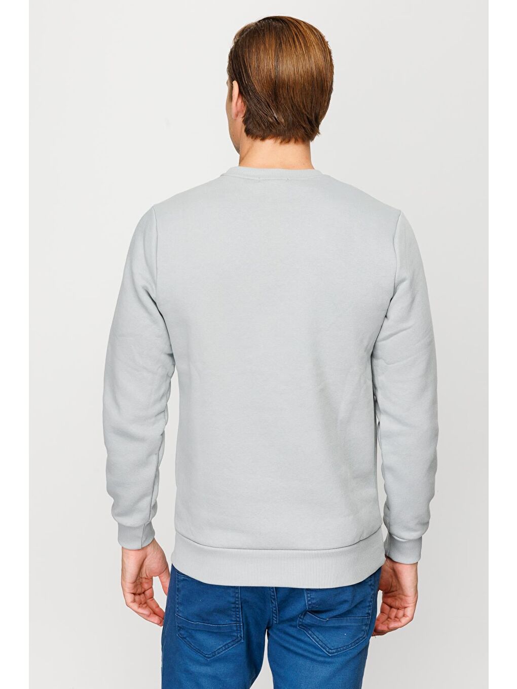 Erkek A.Gri Bisiklet Yaka Sweatshirt-1