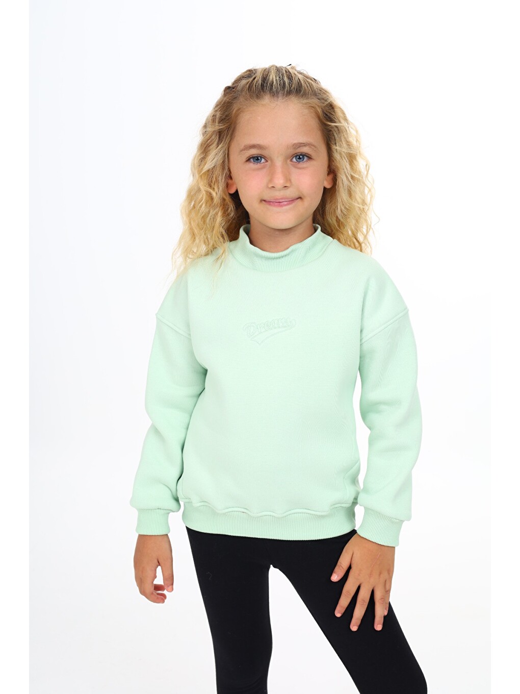 Yeşil Kız Çocuk Nakışlı Sweatshirt