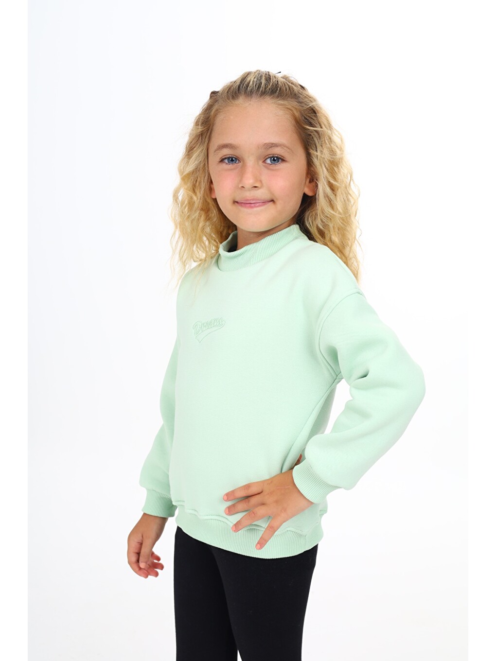 Yeşil Kız Çocuk Nakışlı Sweatshirt-2