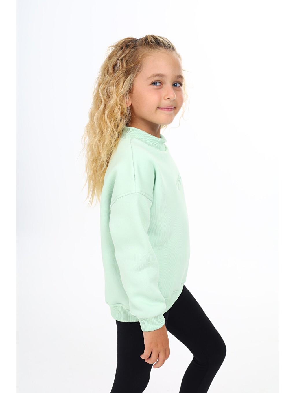Yeşil Kız Çocuk Nakışlı Sweatshirt-3