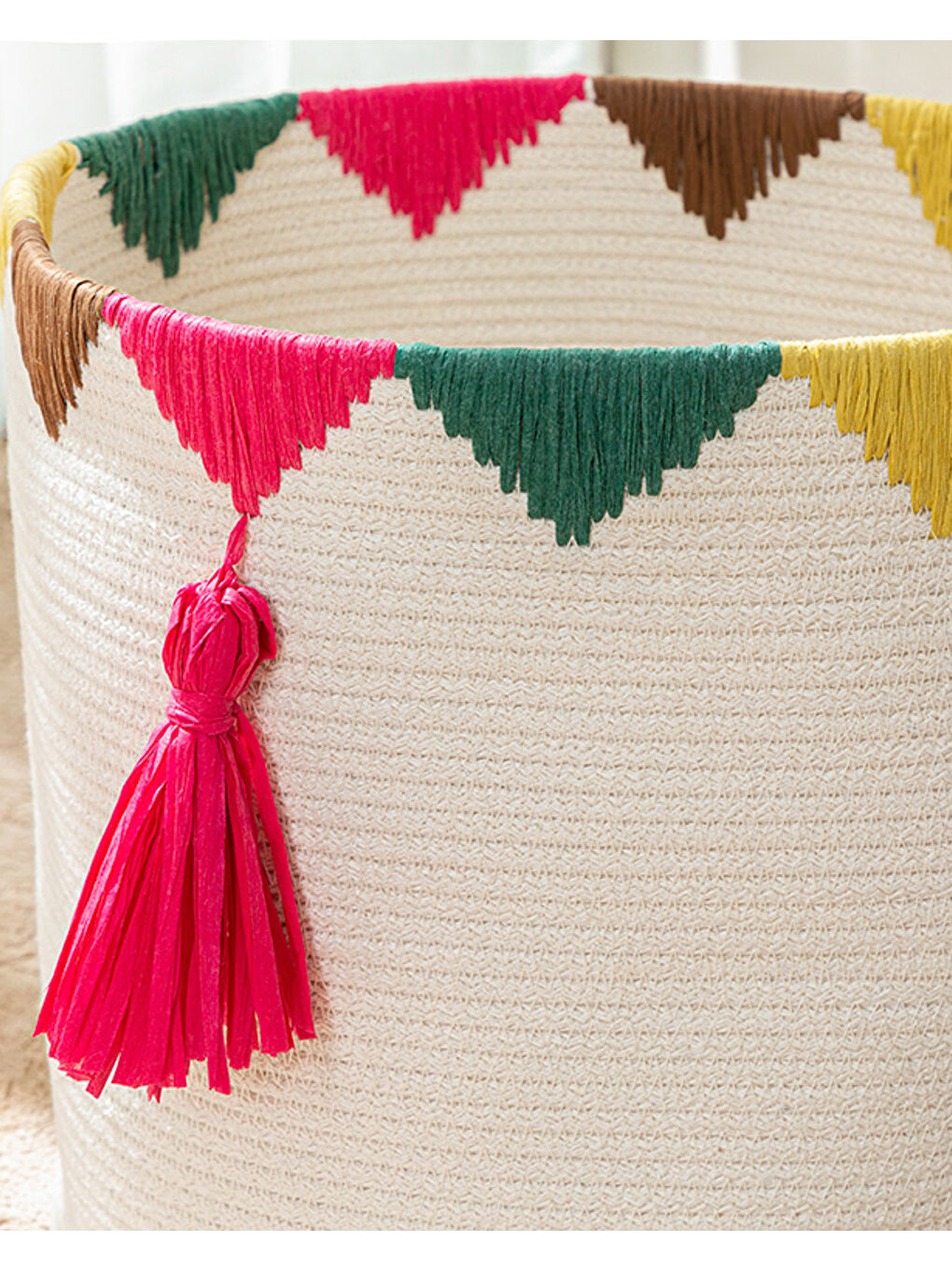 Pamuk Sepet Örgü Oyuncak Sepeti Ekru-2