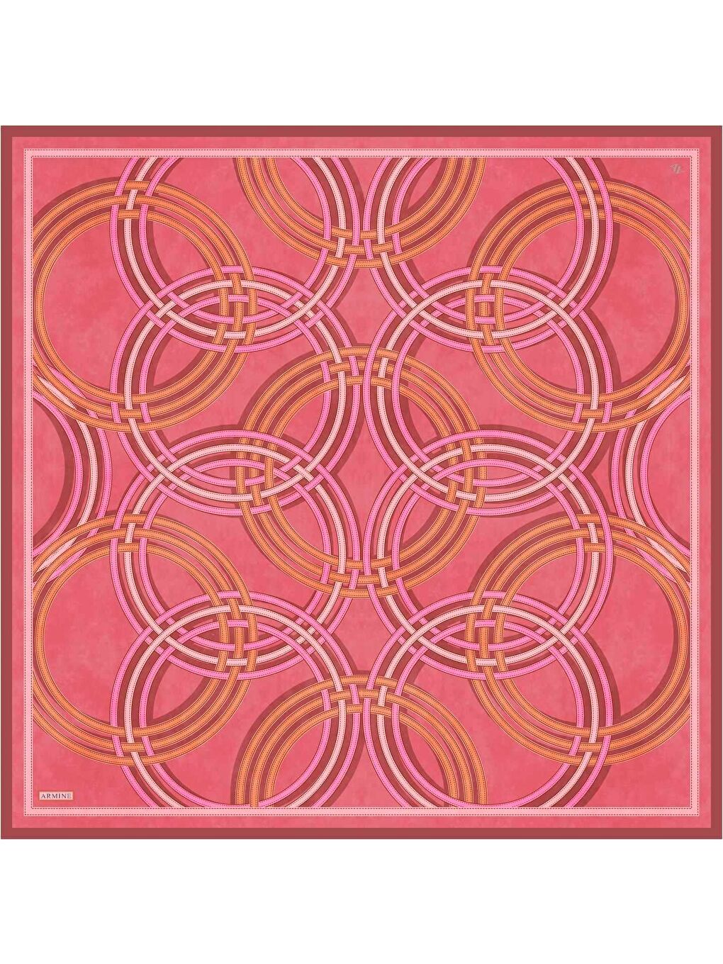 Pembe Soyut Desenli Saf İpek Sura Eşarp 9333 38-1