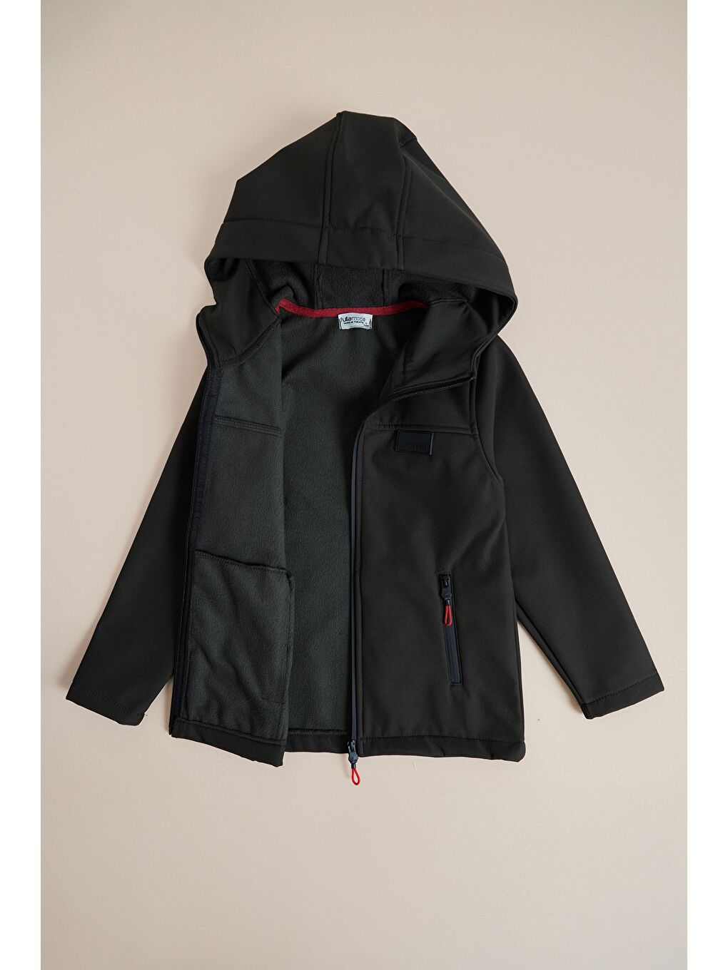 Haki Kapüşonlu İçi Polarlı Erkek Çocuk Mont-1