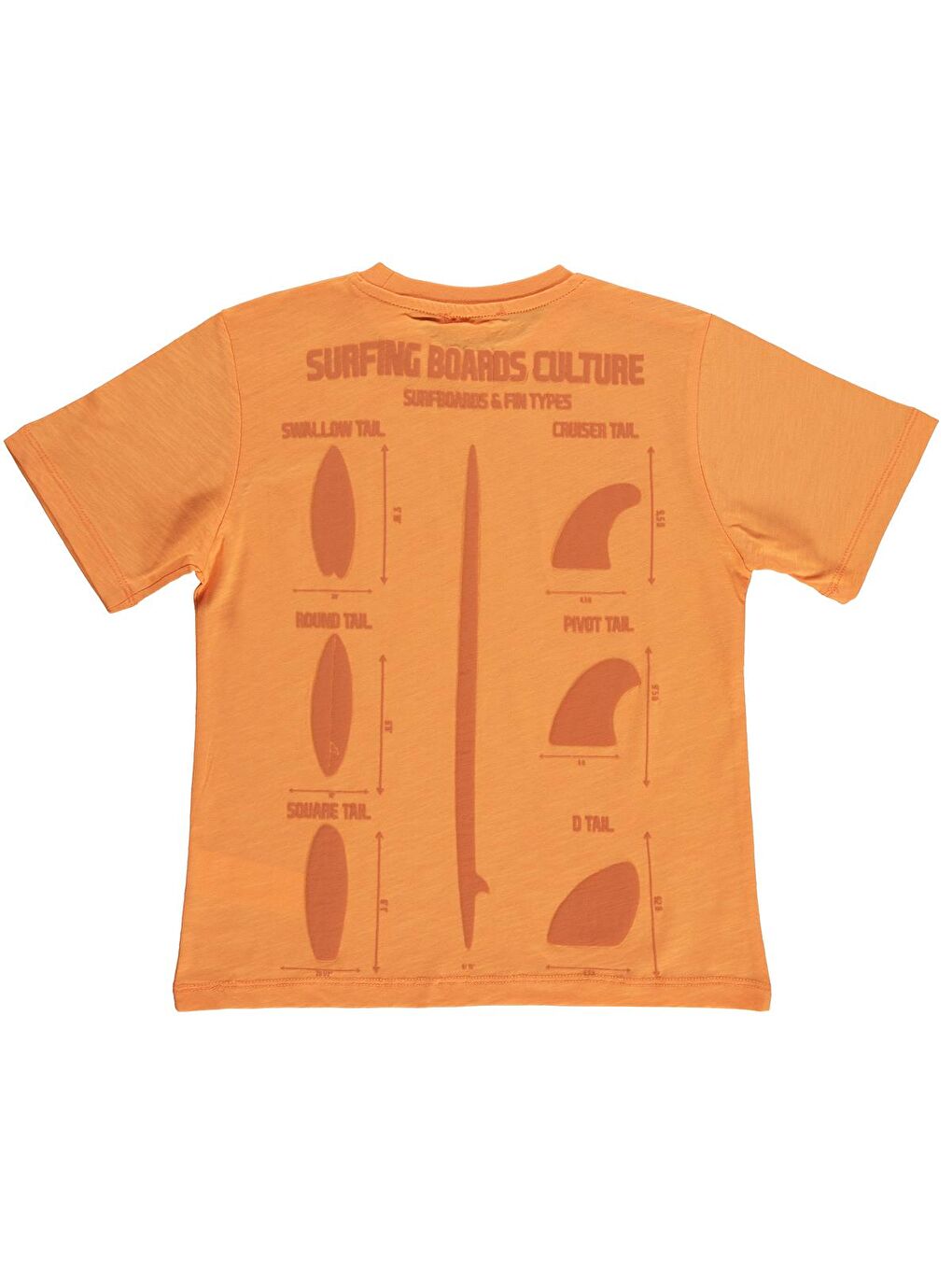 Boys Surfing Sırt Baskılı 10-13 Yaş Tişört - Turuncu-1