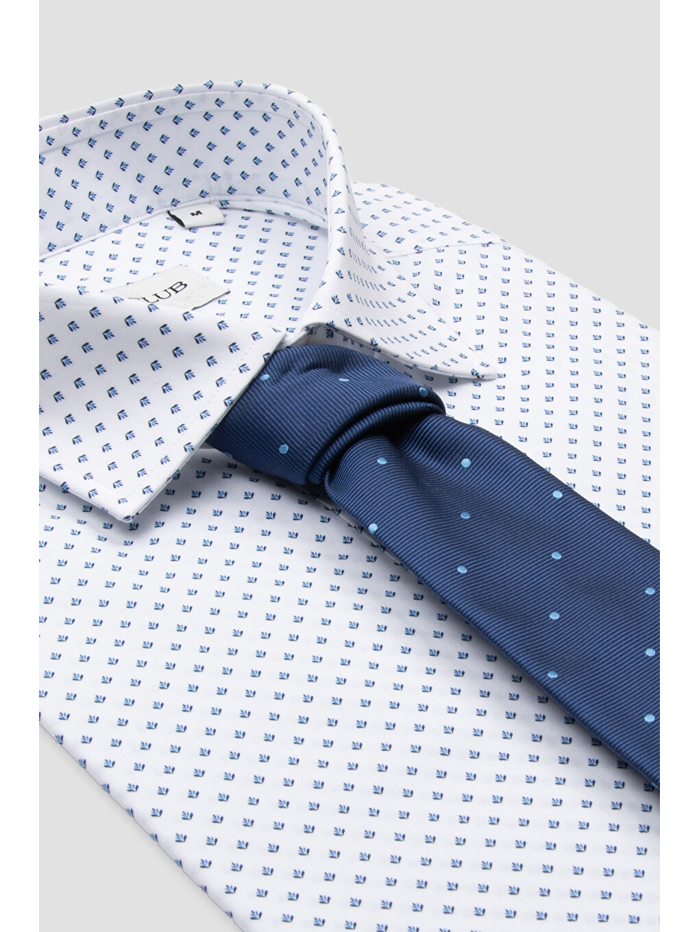 Oscar Poplin Pamuklu Slim Fit Beyaz Klasik Yaka Erkek Desenli Gömlek-2
