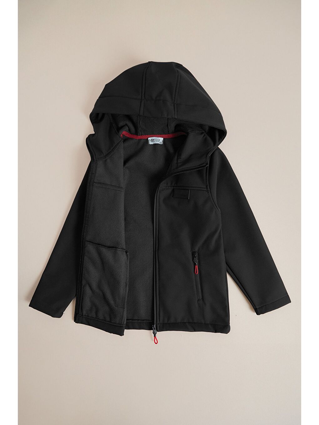 Siyah Kapüşonlu İçi Polarlı Erkek Çocuk Mont-1