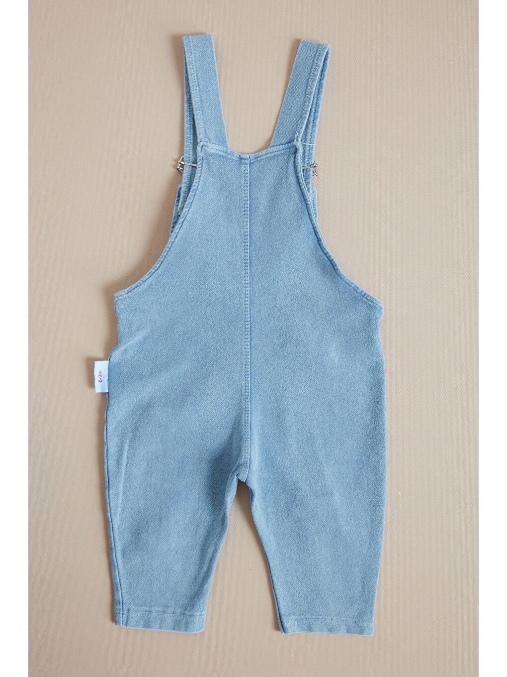 Pembe %100 Pamuk Kurdele Detaylı Jean Kız Bebek Salopet Takımı-4