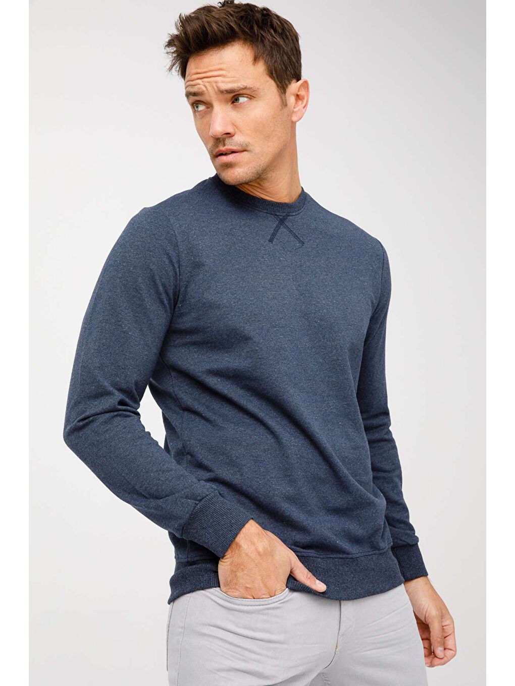 Mavi Erkek İndigo Modernfit / Ekstra Dar Kalıp Bisiklet Yaka Sweatshirt-3