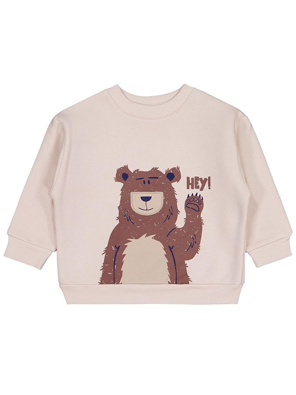 Boys Hey Ayı Baskılı 2-5 Yaş Sweatshirt - Bej