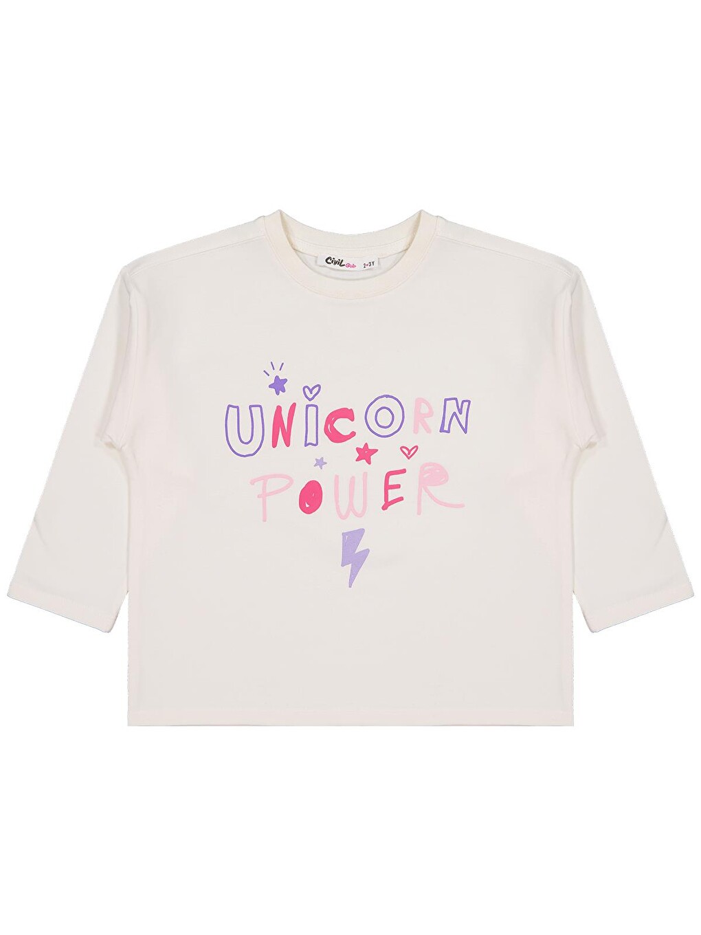 Girls Power Baskılı 2-5 Yaş Sweatshirt - Ekru