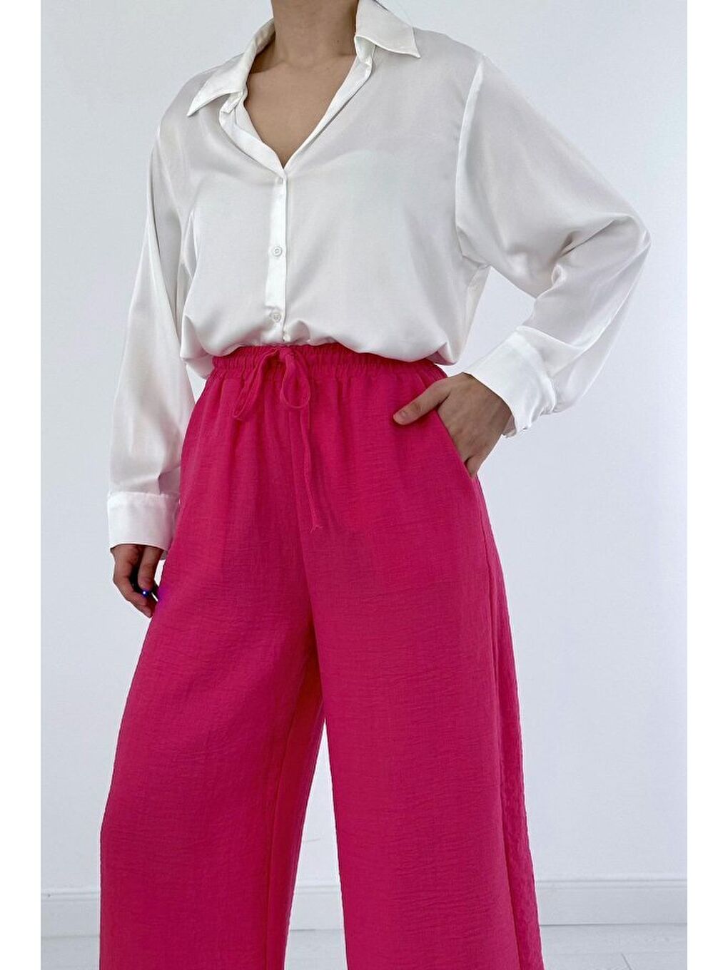 Fuşya Keten Pantolon-1