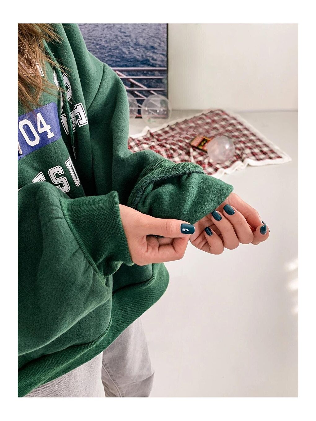 Kadın Yeşil Suppose Baskılı Oversize Sweatshirt-3