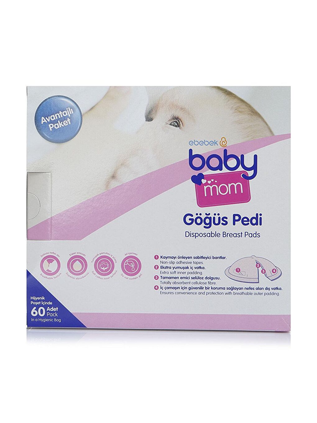 baby mom Renksiz Göğüs Pedi 60 Adet - 2