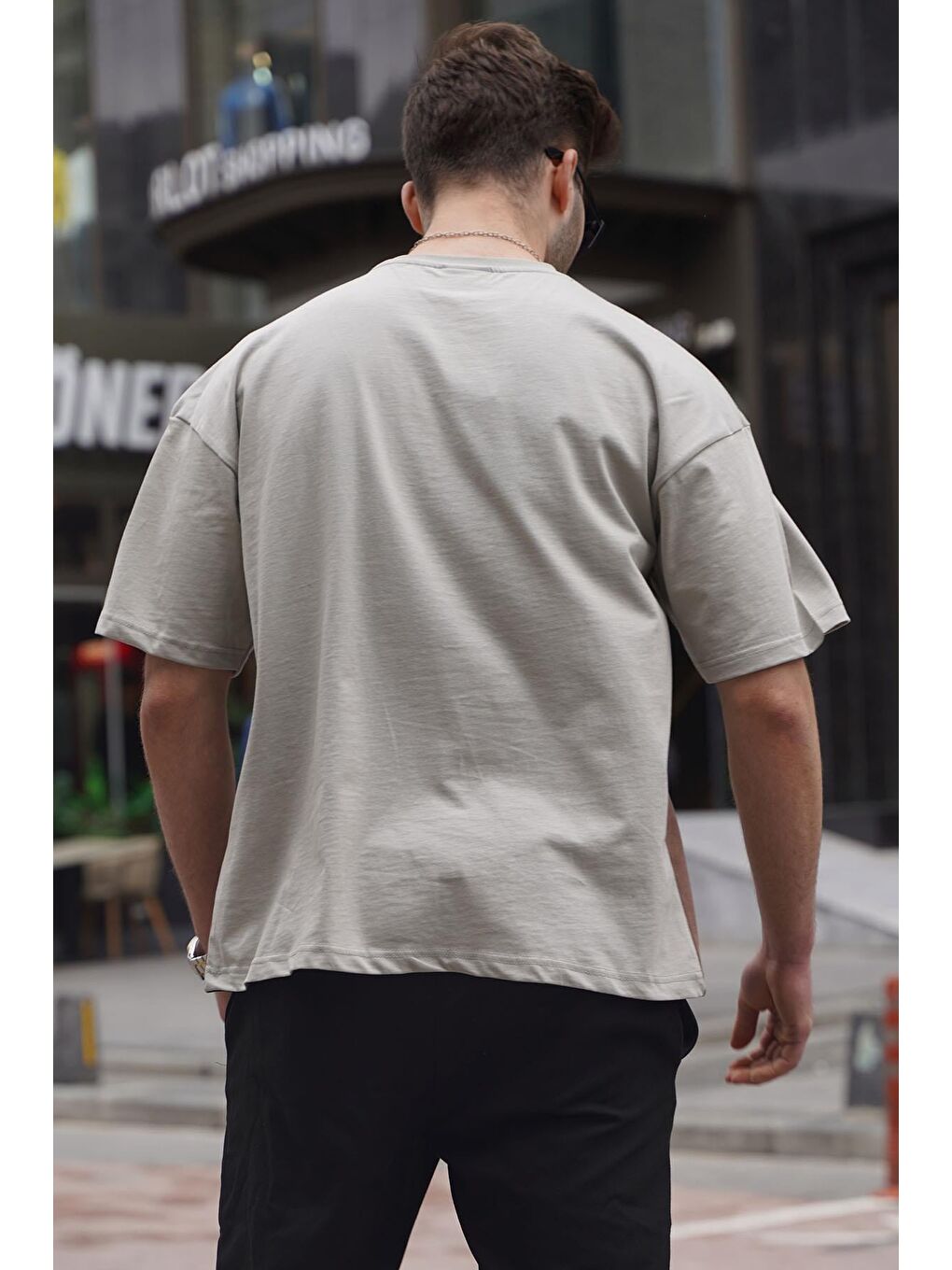 Boyalı Gri Renk Bloklu Erkek Tişört 6125-1