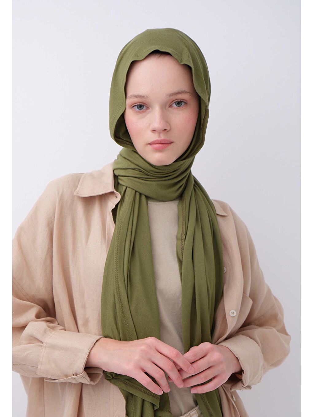 Haki Penye Şal Yaprak-1