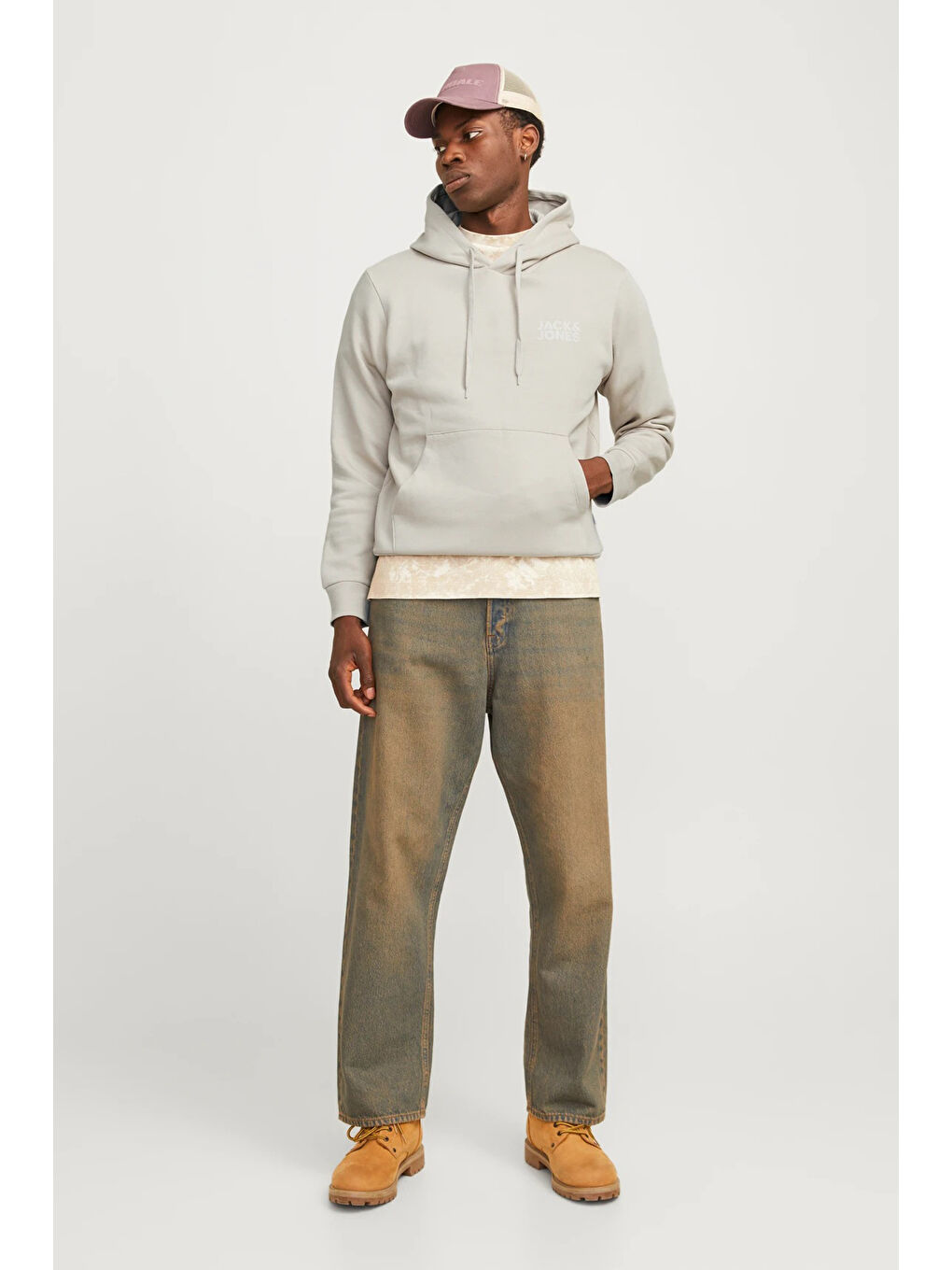 Bej Jjecorp Regular Fit Kapüşonlu Erkek Sweat 12152840-3