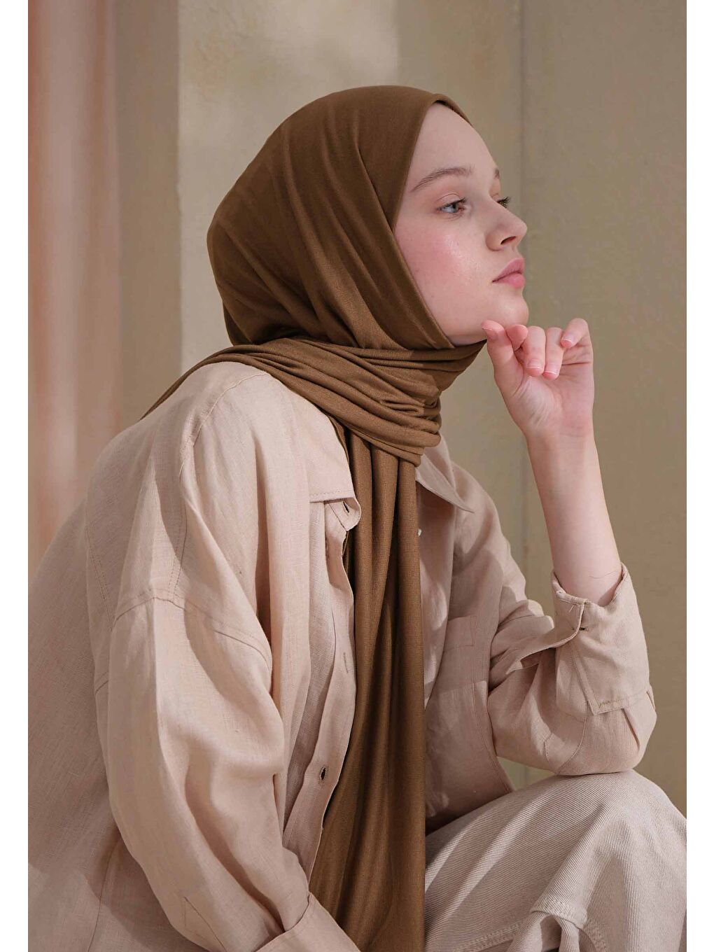 Kahverengi Penye Şal Sütlü Kahve