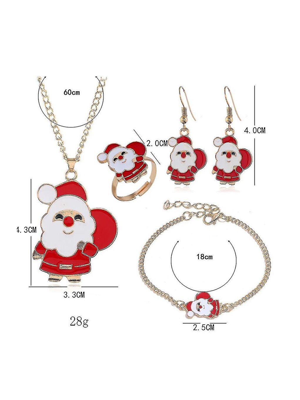 New Obsessions Sarı Yılbaşı Noel Baba Figürlü Takı Seti 4'lü Paket - 2