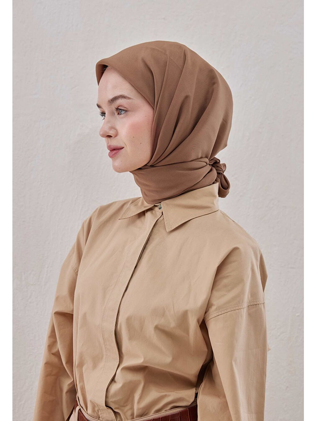 Kahverengi Pamuk İpek Eşarp Latte-3