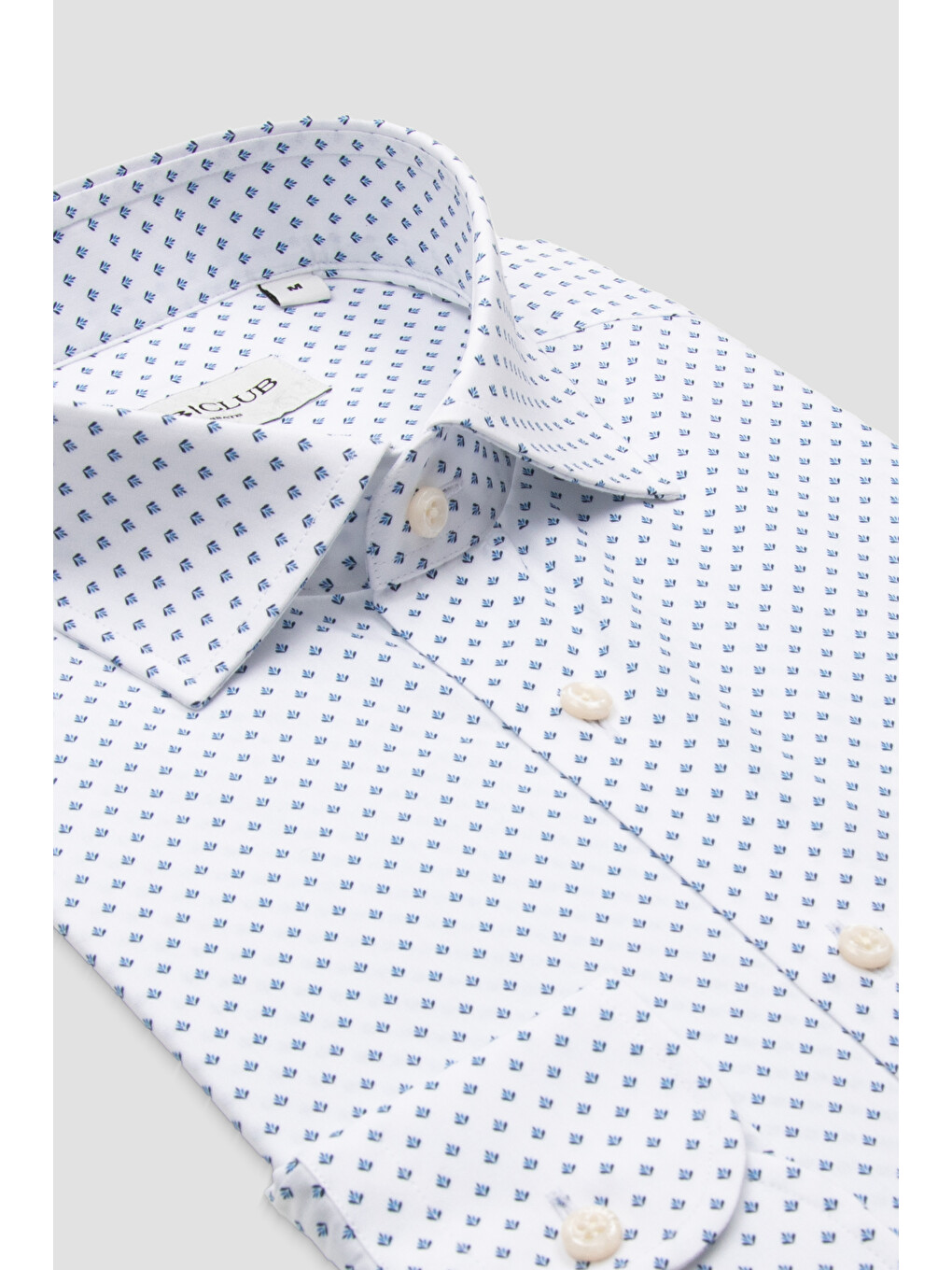 Oscar Poplin Pamuklu Slim Fit Beyaz Klasik Yaka Erkek Desenli Gömlek-3