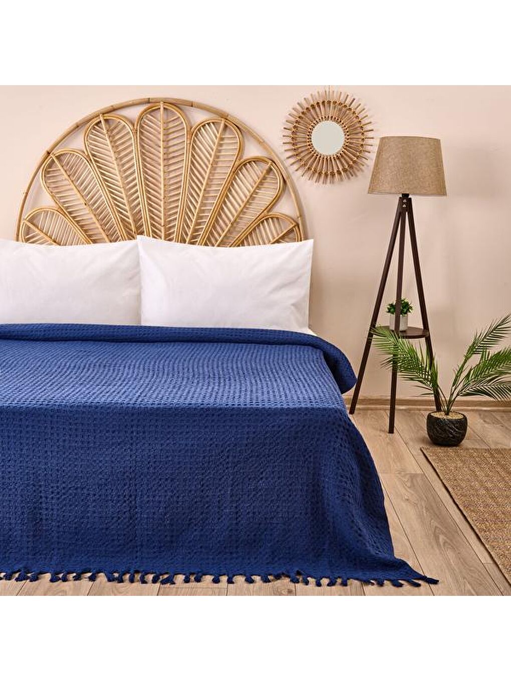 Soft Venna Çift Kişilik Yatak Örtüsü - İndigo - 200x230 cm