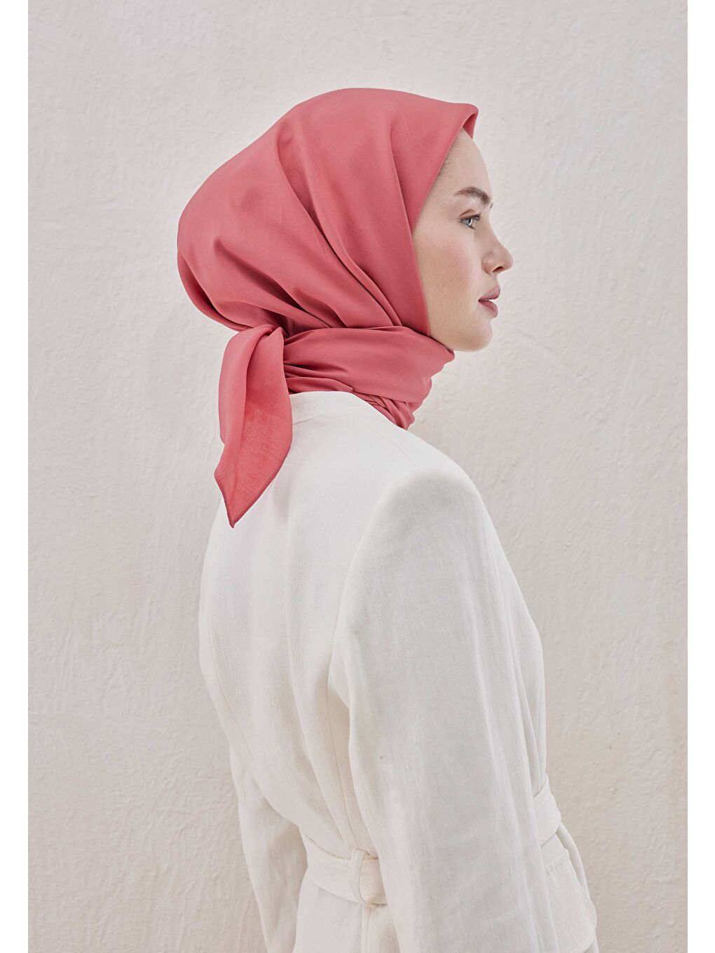 Pembe Pamuk İpek Eşarp Rose-3