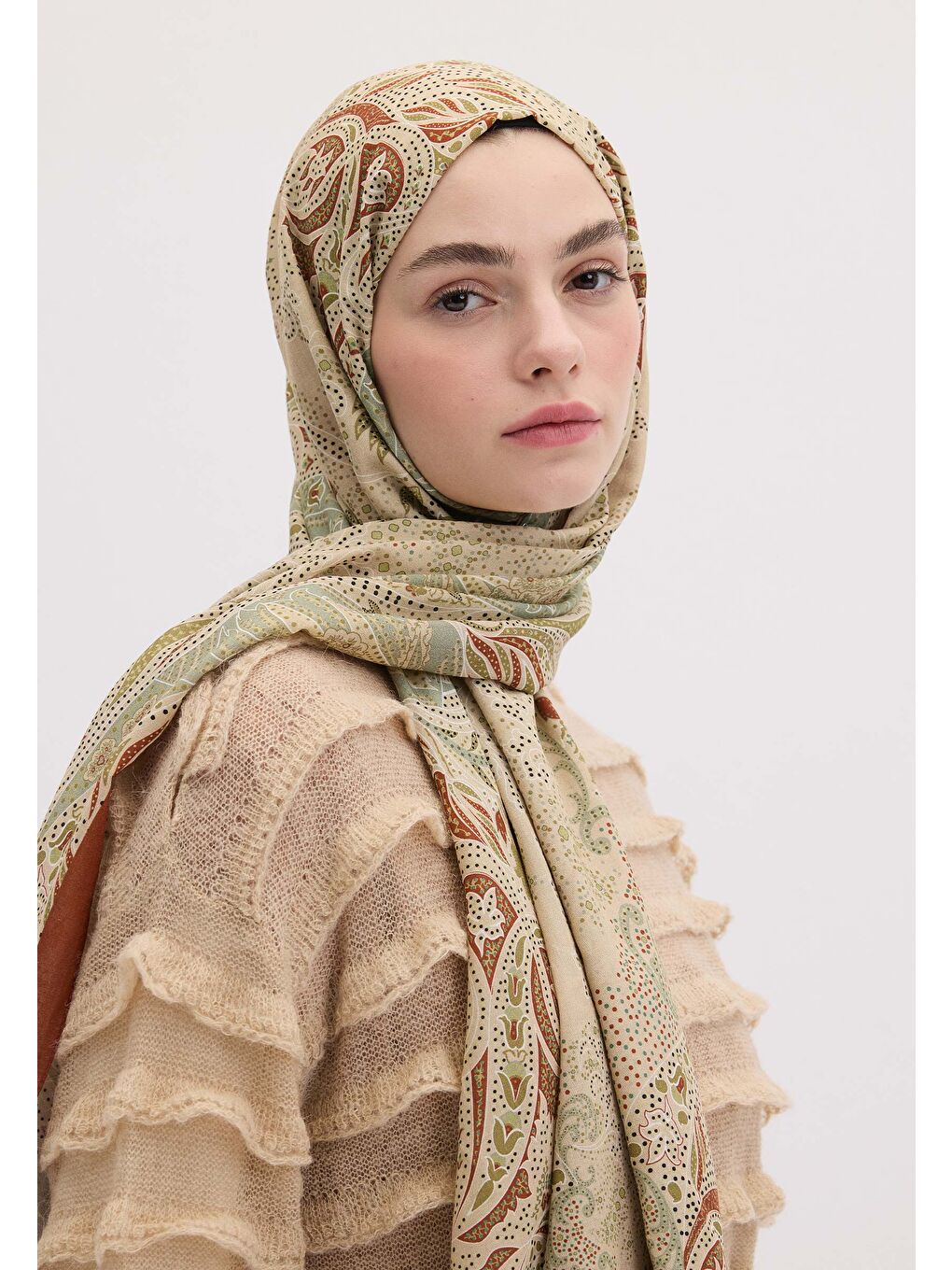 Kahverengi Elora Desen Şal Kiremit-1