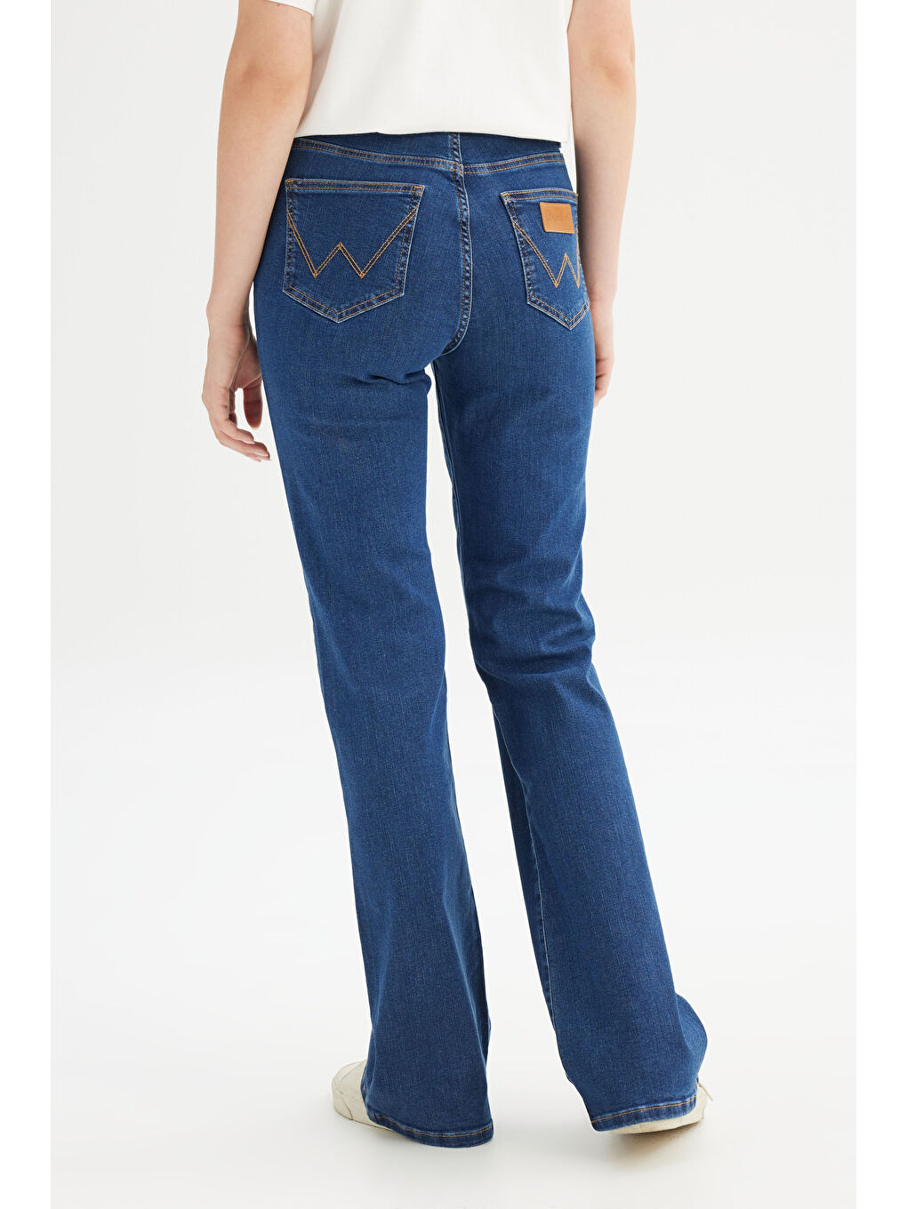 Flare Fit Geniş Paça Yüksek Bel Mavi Pamuklu Esnek Denim Jean Pantolon-4