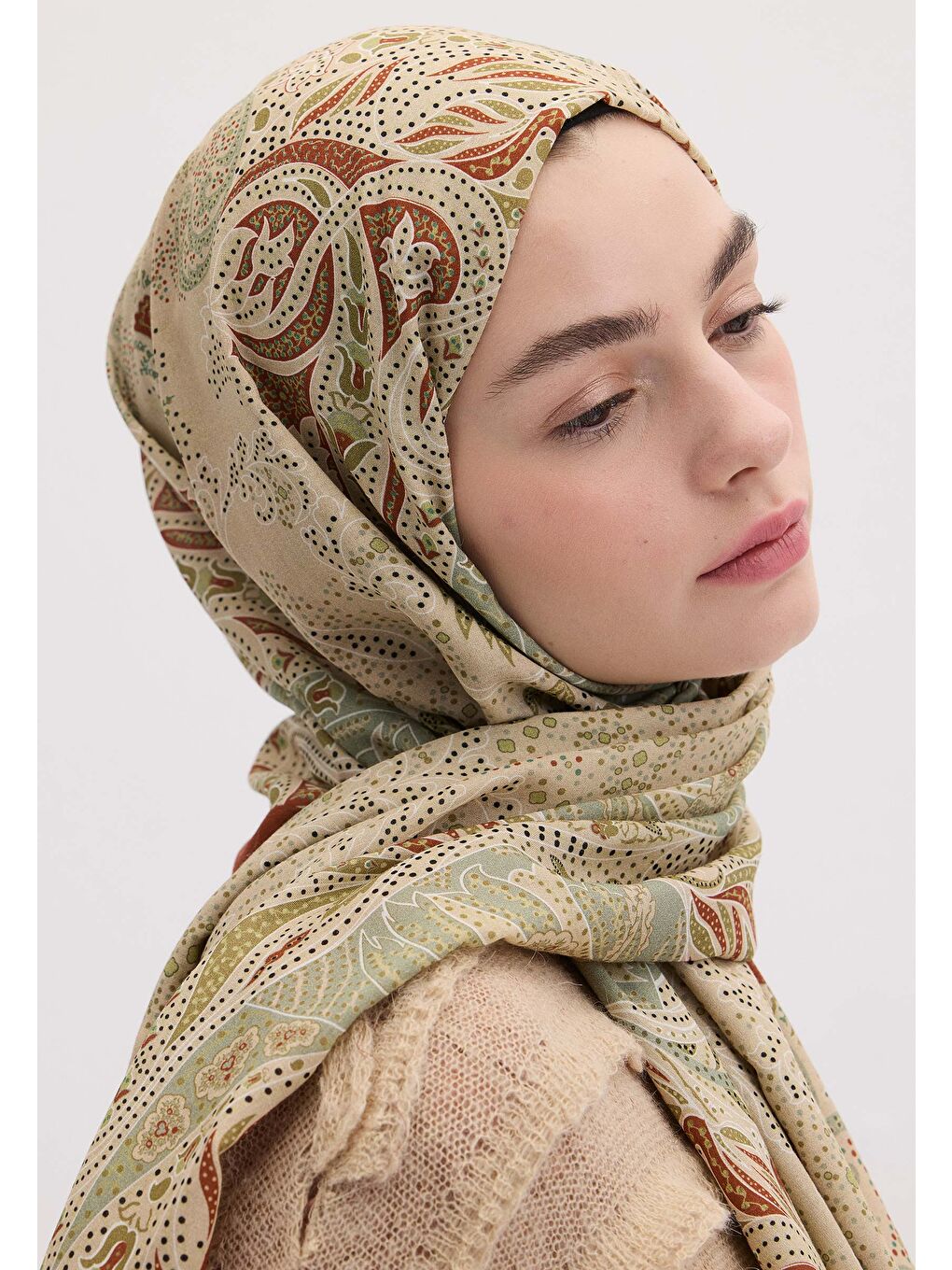 Kahverengi Elora Desen Şal Kiremit-2