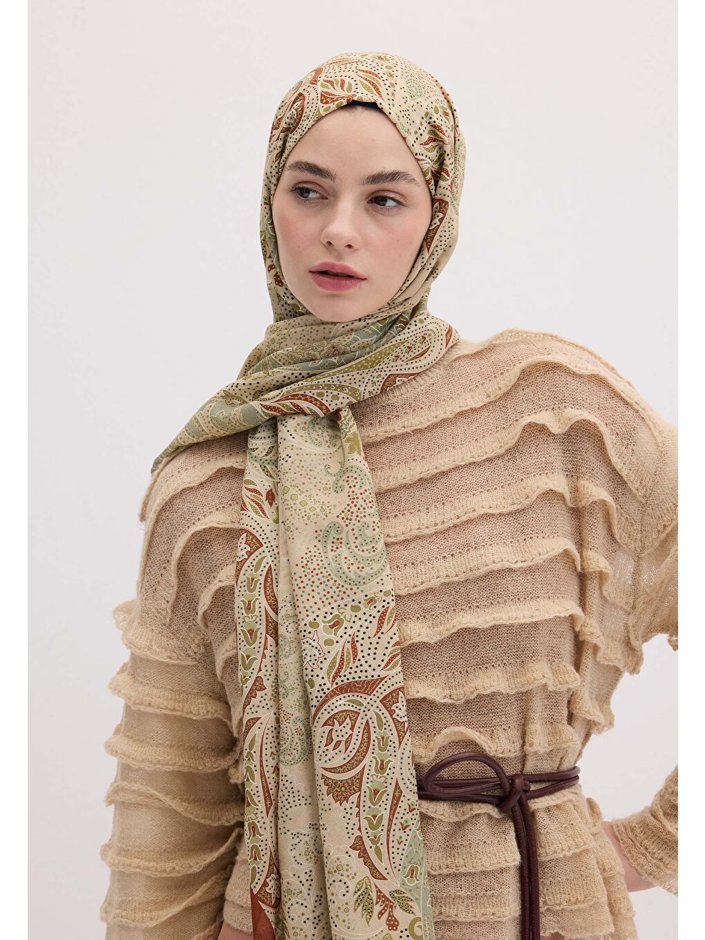 Kahverengi Elora Desen Şal Kiremit-3