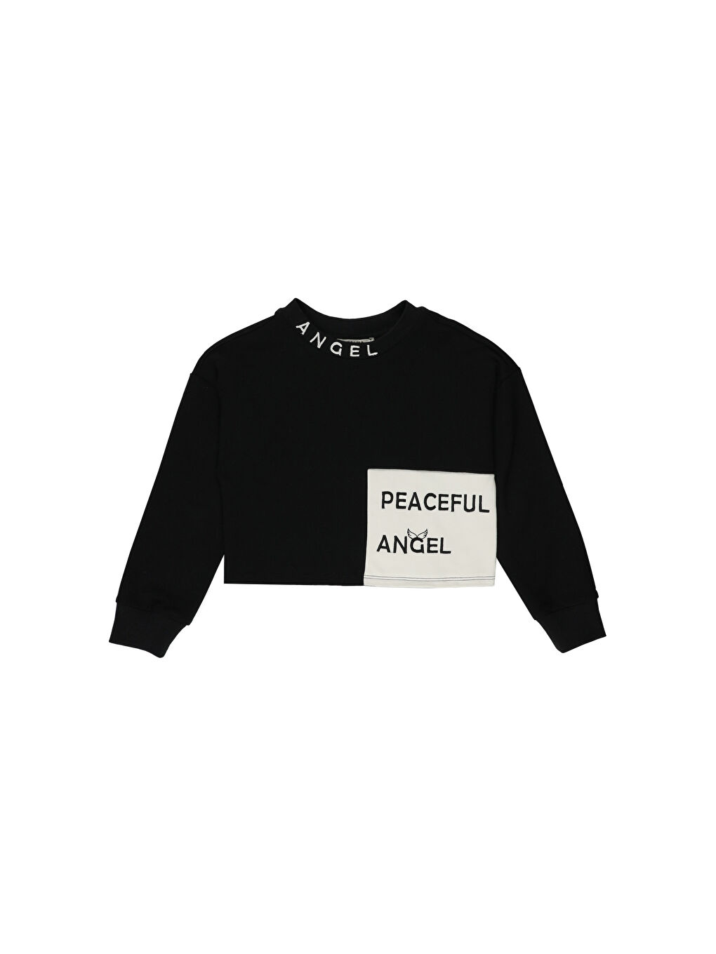 Panço Siyah Kız Çocuk  Nakış Detaylı Sweatshirt