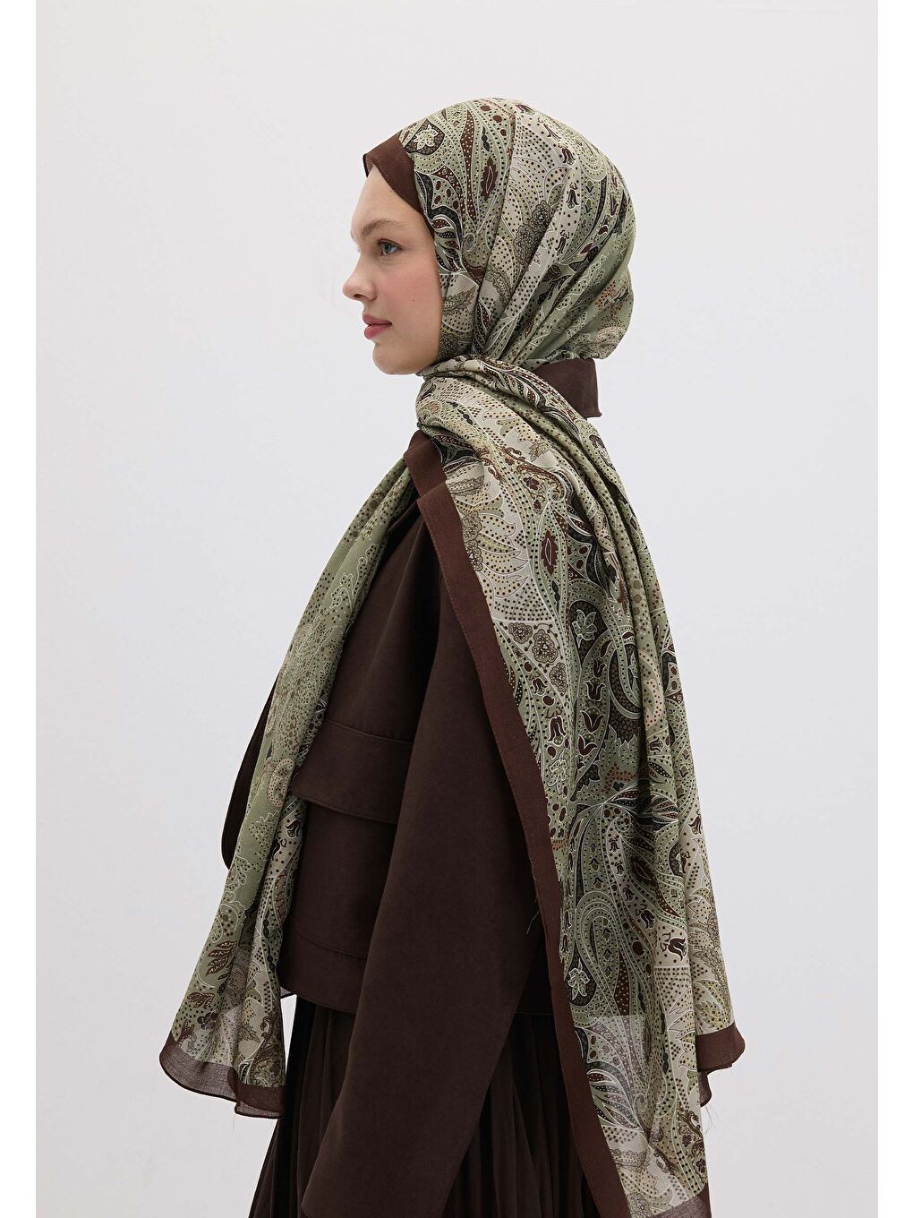 Elora Desen Şal Askeri Haki-1