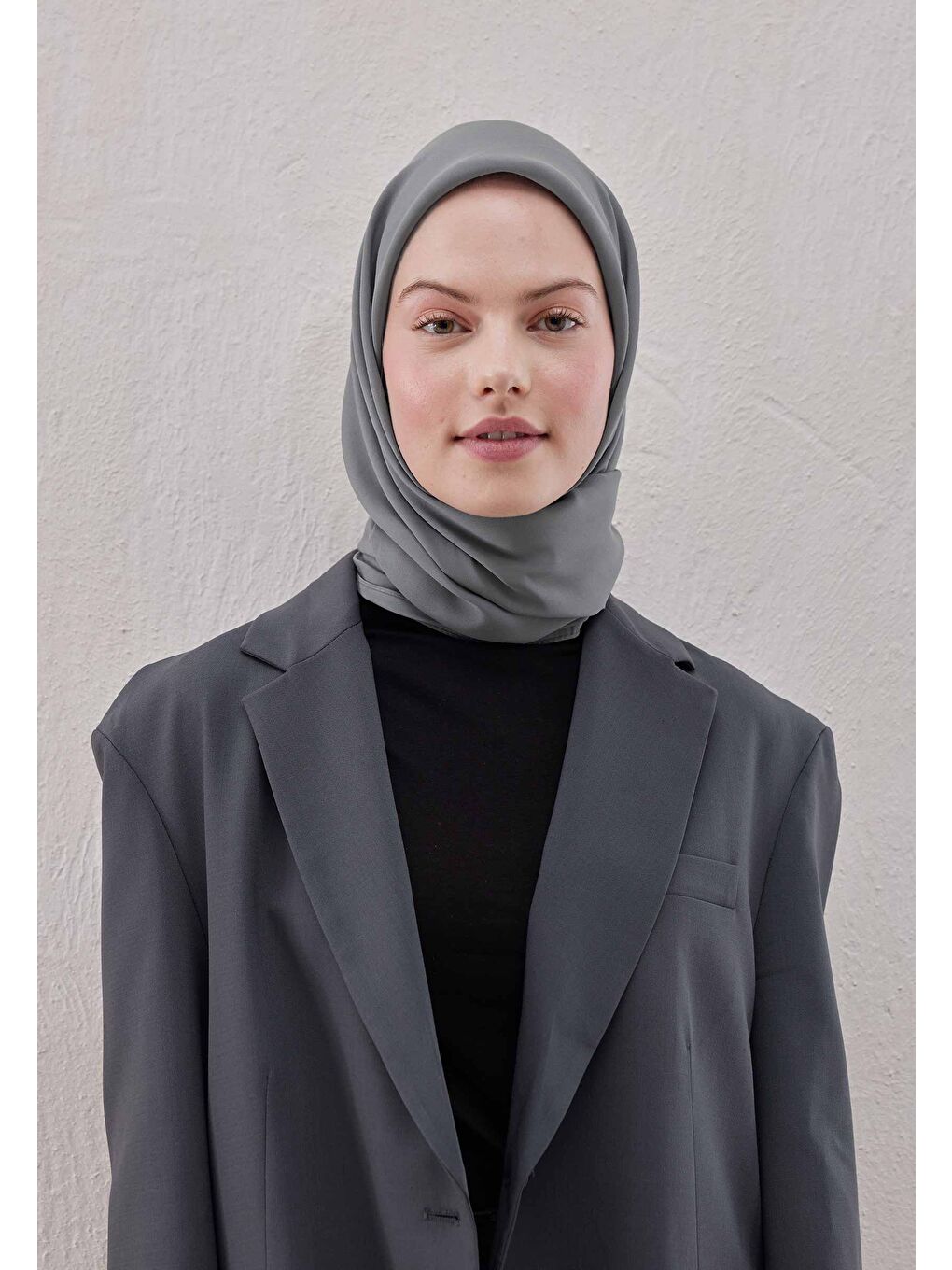 Pamuk İpek Eşarp Metalik Gri-2