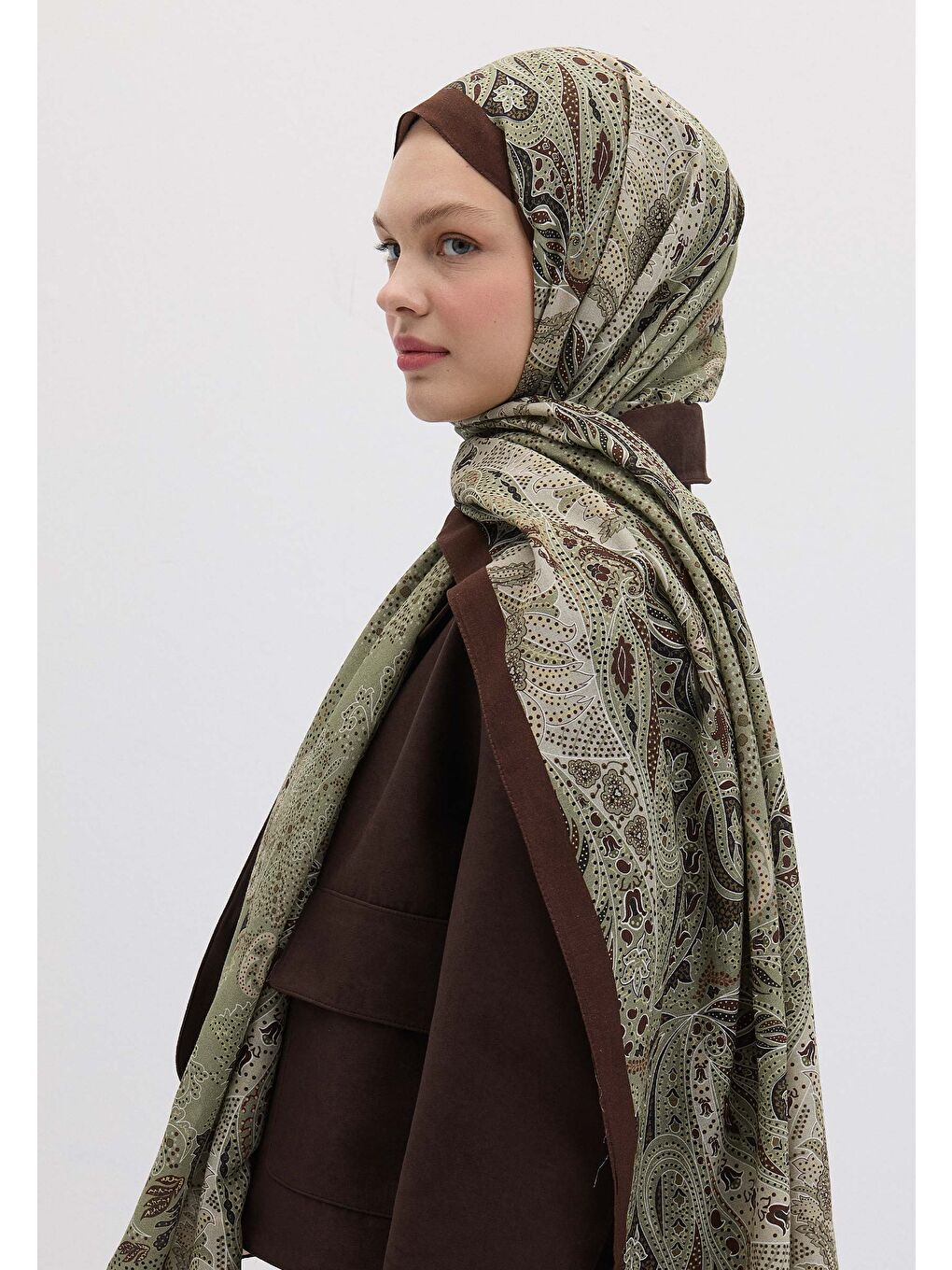 Elora Desen Şal Askeri Haki-3